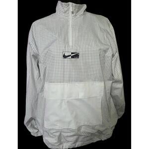 White Nike Half Zip Windbreaker With Black Checkers Size Mens Large